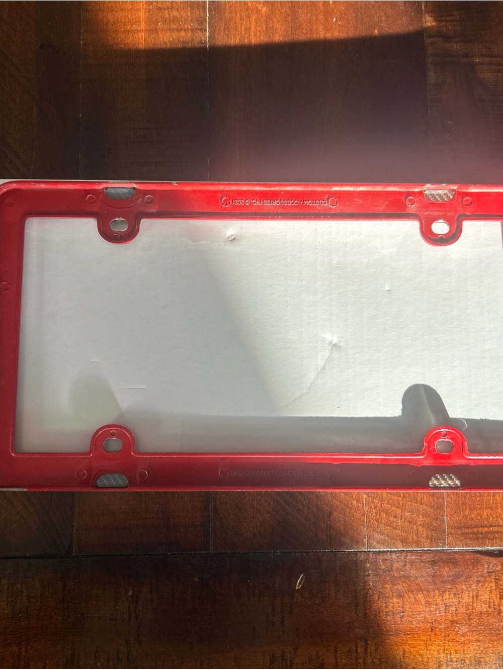 Red License Plate Frame - Sleek Protective Trim